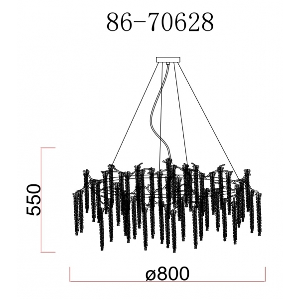 86-70628 Люстра d.80*45см, металл цвет серебро