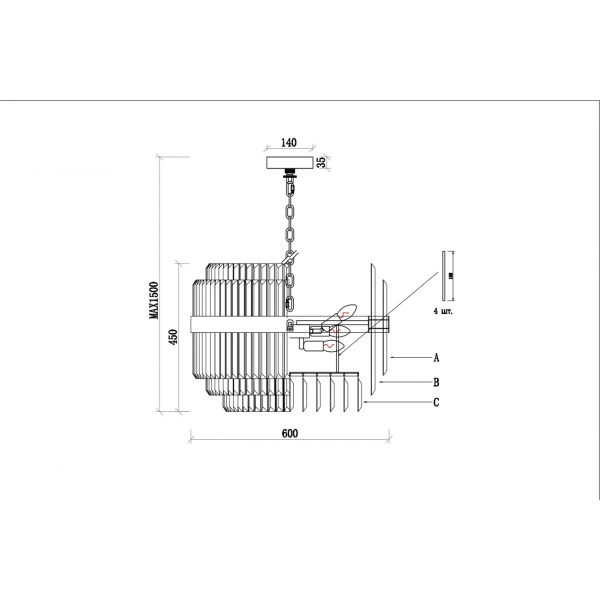 62GDW-27416 Люстра Glory d60см