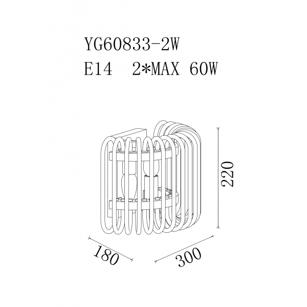 92EL-YG60833-2W  Бра латунь, стекло прозр. 30*h22см