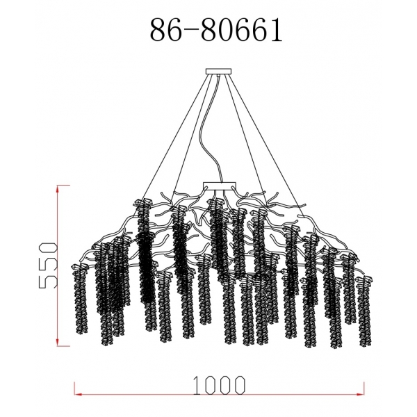 86-80661 Люстра d.100*45 см, металл цвет золото