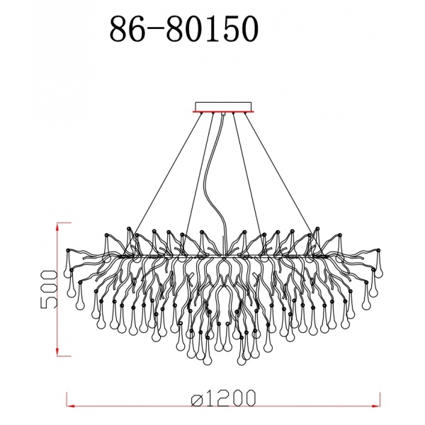 86-80150 Люстра круглая d.120*h.38см, металл цвет золото