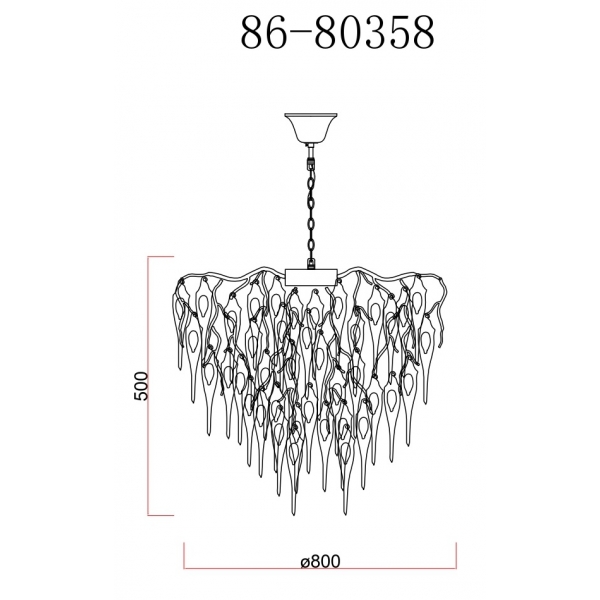 86-80358 Люстра круглая "Капли" d.80*h.50см, золото