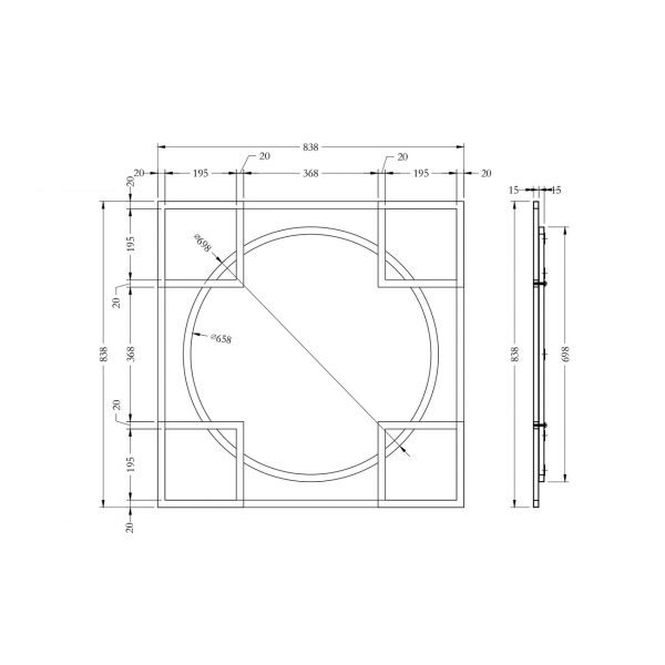 KFE1120 Зеркало квадратное в металл. раме цвет хром 83*83см