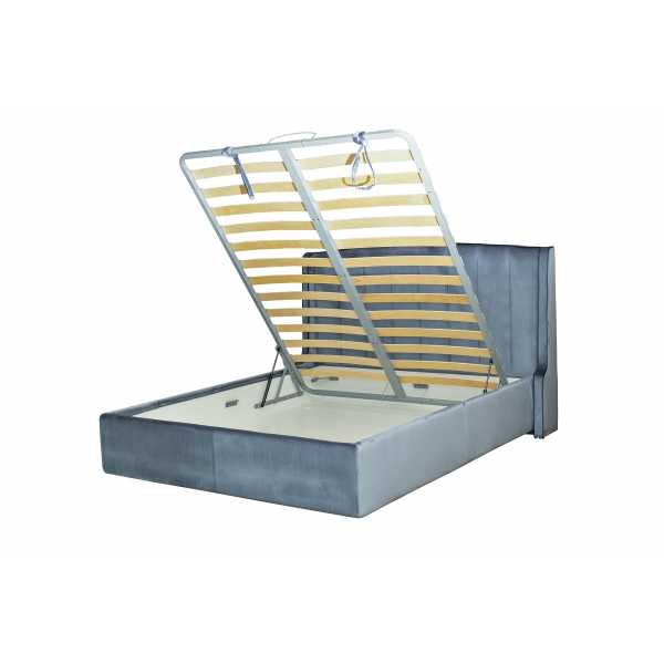 Кровать Odry c подъем.мех.вельвет синий Velv SIN 186*220*120
