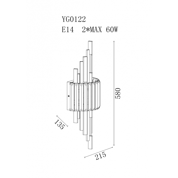 92EL-YG0122 Бра латунь, стекло прозр. 21,5*h58см