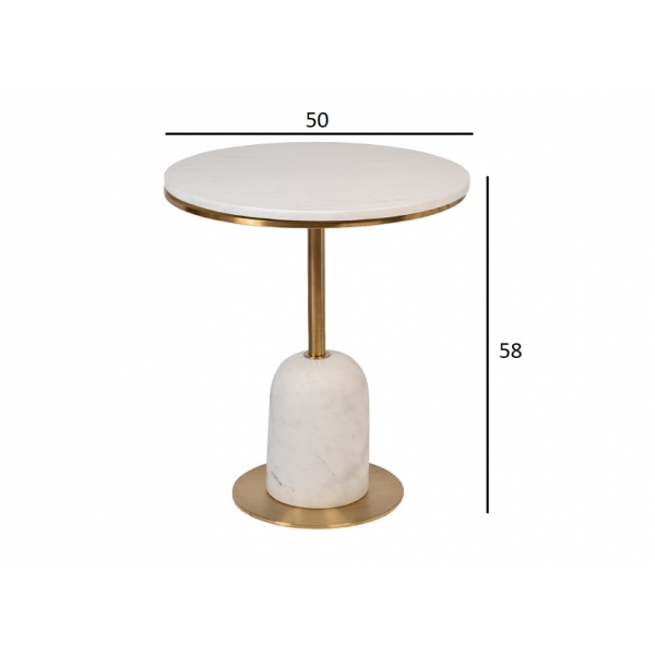 76AR-07000 Стол журнальный мрамор белый d50*58см