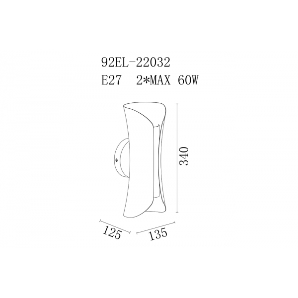 92EL-22032 Бра металлич., цвет чёрный. h34см