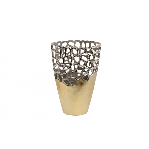 71PN-2191 Ваза металлическая "Соты" H31см золото/хром
