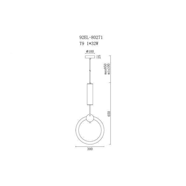 92EL-80271 Светильник подвесной латунь, h100см