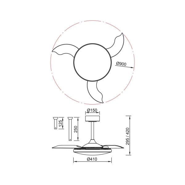 Люстра-вентилятор Mantra SLIM FAN mini 9008