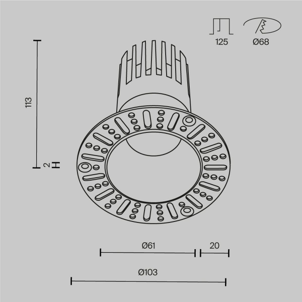 Встраиваемый светильник Maytoni Technical Dip DL122-15W-4K-TRS-W