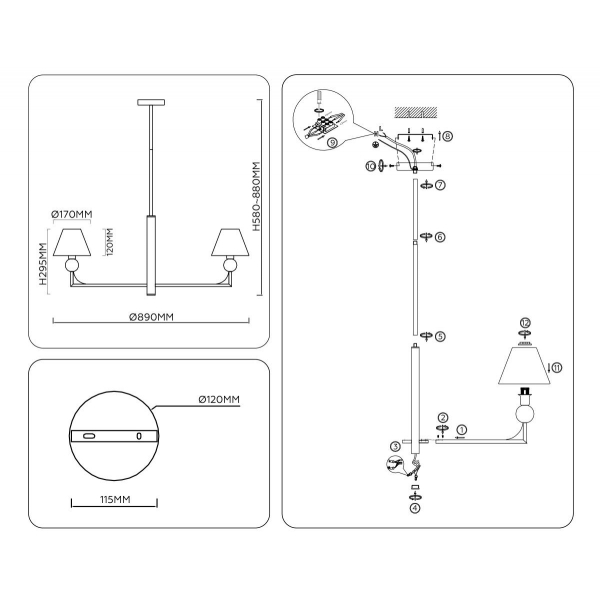 Люстра на штанге Ambrella light High light LH75162