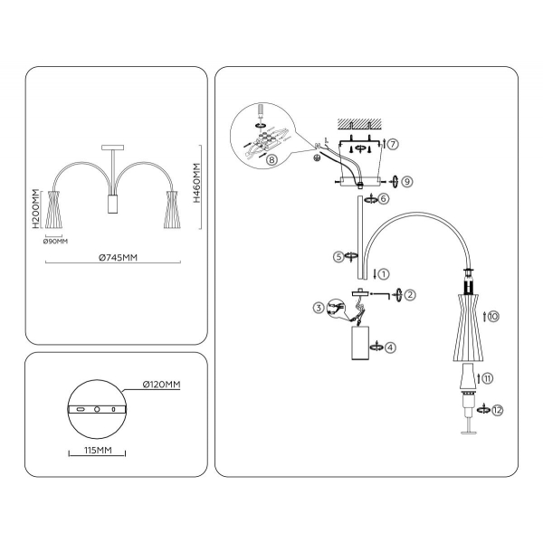Люстра на штанге Ambrella light High light LH55703