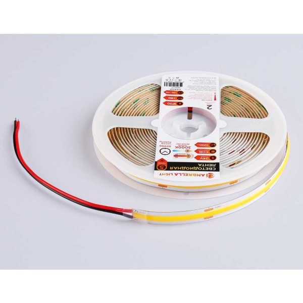 Светодиодная лента Ambrella Light GS4751 COB 528Led/14W m/ 24V IP20 3000K/ 5m*10mm*2mm (2 конт.) GS4751