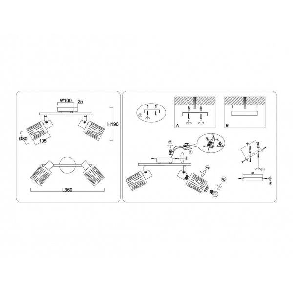 Настенно-потолочный спот Ambrella light TRADITIONAL TR8664