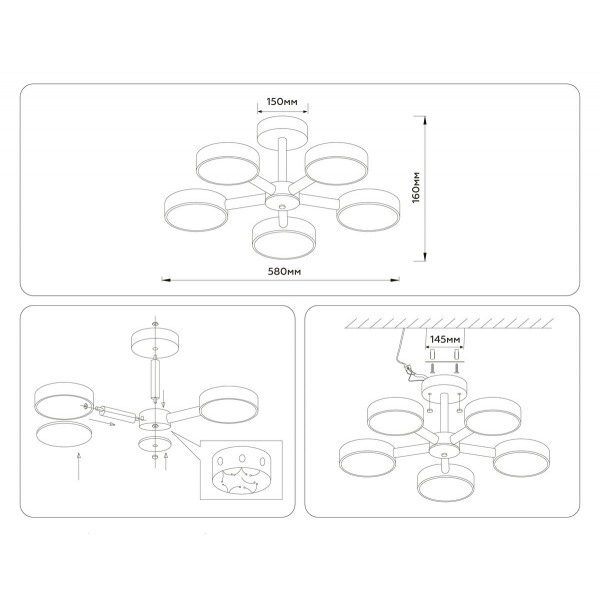 Потолочная светодиодная люстра Ambrella light Comfort LineTech FL4828