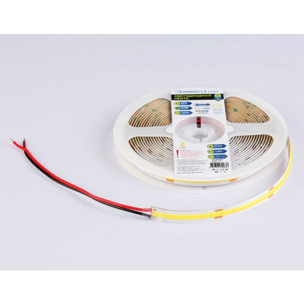 Светодиодная лента Ambrella Light GS4753 COB 528Led/14W m/ 24V IP20 6500K/ 5m*10mm*2mm (2 конт.) GS4753
