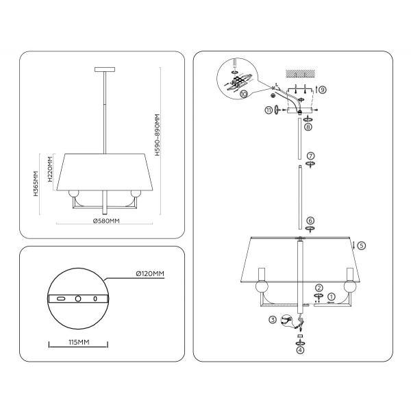 Люстра на штанге Ambrella light High light LH75150