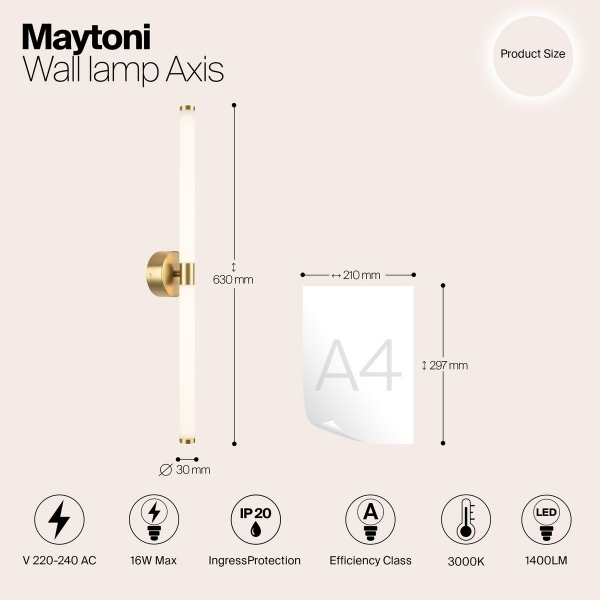 Подсветка для зеркал Maytoni Axis MOD106WL-L16G3K