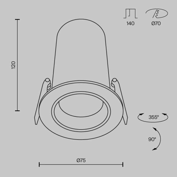 Встраиваемый светодиодный спот Maytoni Technical Focus Led DL125-L12-4K-B