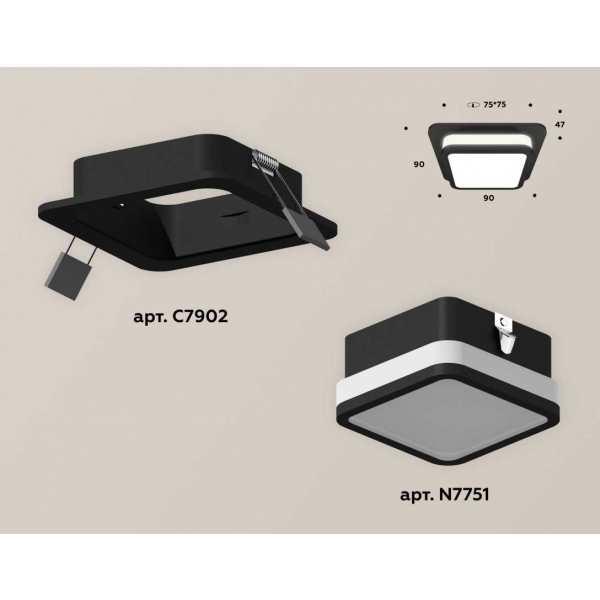 Комплект встраиваемого светильника Ambrella light Techno Spot XC (C7902, N7751) XC7902012
