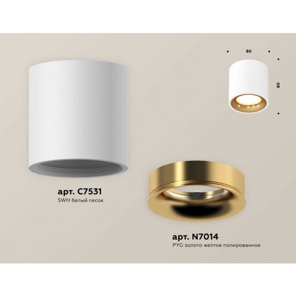 Комплект накладного светильника Ambrella light Techno Spot XS7531024 SWH/PYG белый песок/золото желтое полированное (C7531, N7014)