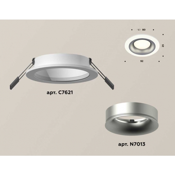 Комплект встраиваемого светильника Ambrella light Techno Spot XC7621004 SWH/MCH белый песок/хром матовый (C7621, N7013)