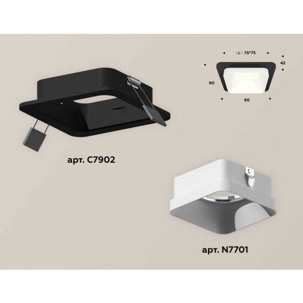 Комплект встраиваемого светильника Ambrella light Techno Spot XC (C7902, N7701) XC7902001