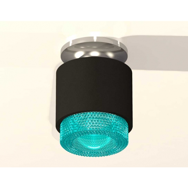 Комплект накладного светильника Ambrella light Techno Spot XS7511082 SBK/PSL/BL черный песок/серебро полированное/голубой (N7927, C7511, N7194)