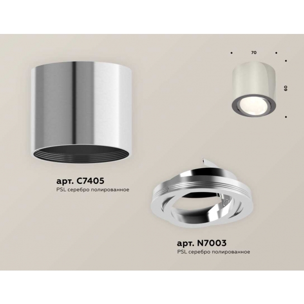 Комплект накладного светильника Ambrella light Techno Spot XS7405001 PSL серебро полированное (C7405, N7003)