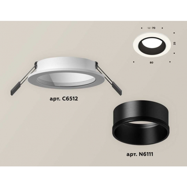 Комплект встраиваемого светильника Ambrella light Techno Spot XC6512002 SWH/SBK белый песок/черный песок (C6512, N6111)
