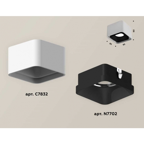 Комплект накладного светильника Ambrella light Techno Spot XS7832002 SWH/SBK белый песок/черный песок (C7832, N7702)