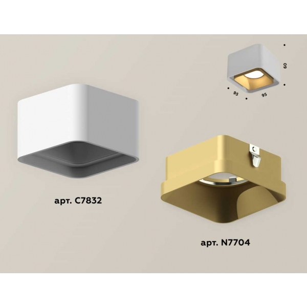 Комплект накладного светильника Ambrella light Techno Spot XS7832004 SWH/SGD белый песок/золото песок (C7832, N7704)