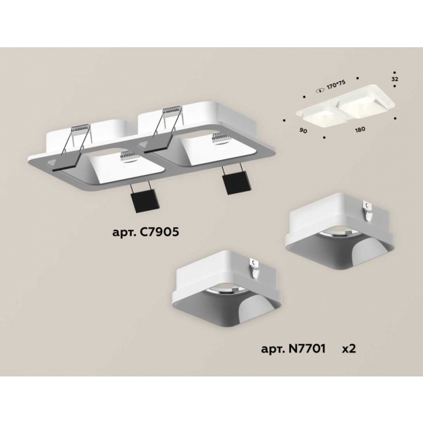 Комплект встраиваемого светильника Ambrella light Techno Spot XC (C7905, N7701) XC7905001
