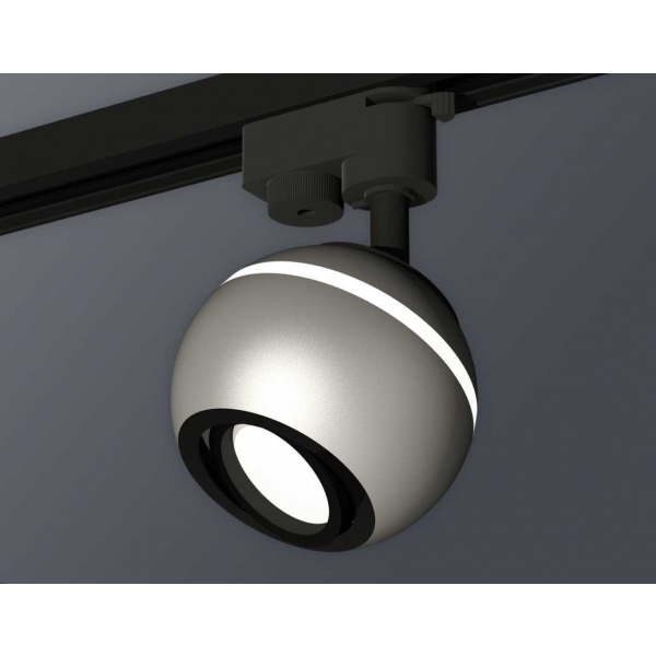 Комплект трекового светильника Ambrella light Track System XT1103001 SSL/PBK серебро песок/черный полированный (A2521, C1103, N7002)