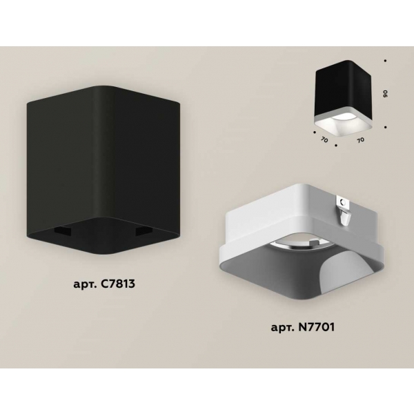 Комплект накладного светильника Ambrella light Techno Spot XS7813001 SBK/SWH черный песок/белый песок (C7813, N7701)