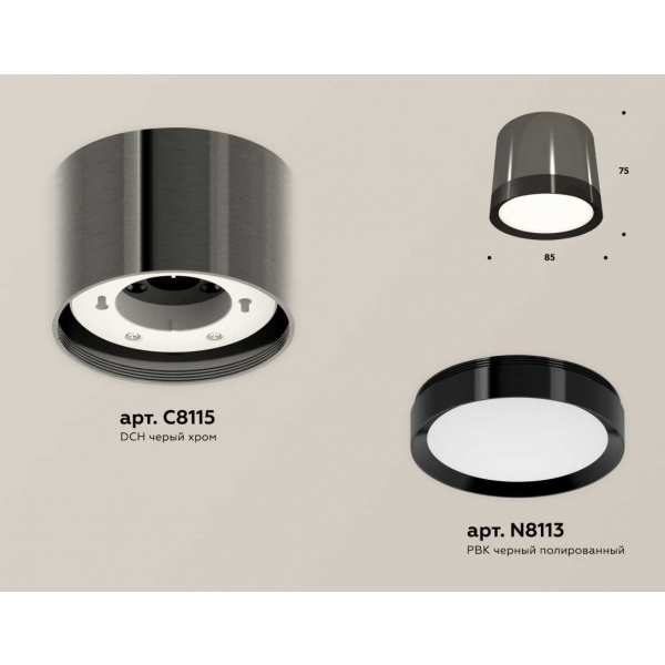 Комплект накладного светильника Ambrella light Techno Spot XS (C8115, N8113) XS8115001