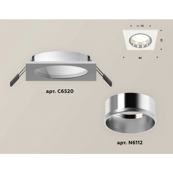 Комплект встраиваемого светильника Ambrella light Techno Spot XC6520003 SWH/PSL белый песок/серебро полированное (C6520, N6112)