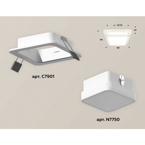 Комплект встраиваемого светильника Ambrella light Techno Spot XC (C7901, N7750) XC7901012