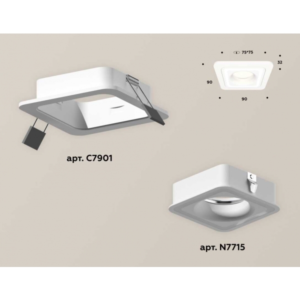 Комплект встраиваемого светильника Ambrella light Techno Spot XC (C7901, N7715) XC7901011