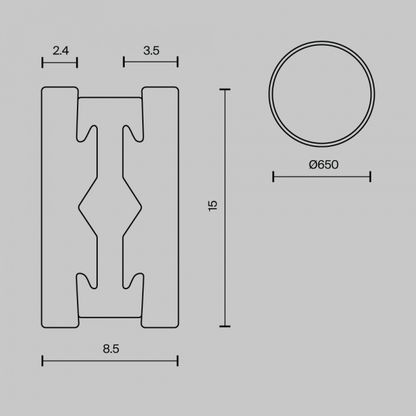 Шинопровод накладной/подвесной Maytoni Technical TRX154-R-D650-PT