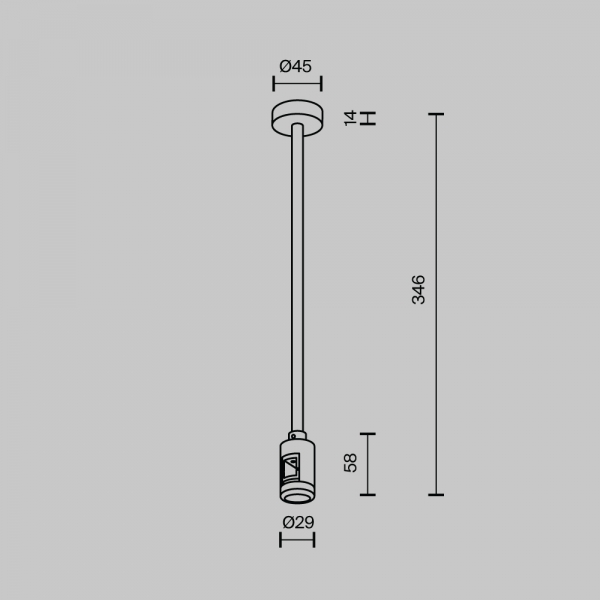 Крепление потолочное Medium 300мм с вводом питания Maytoni Technical TRA158C-B1-PT