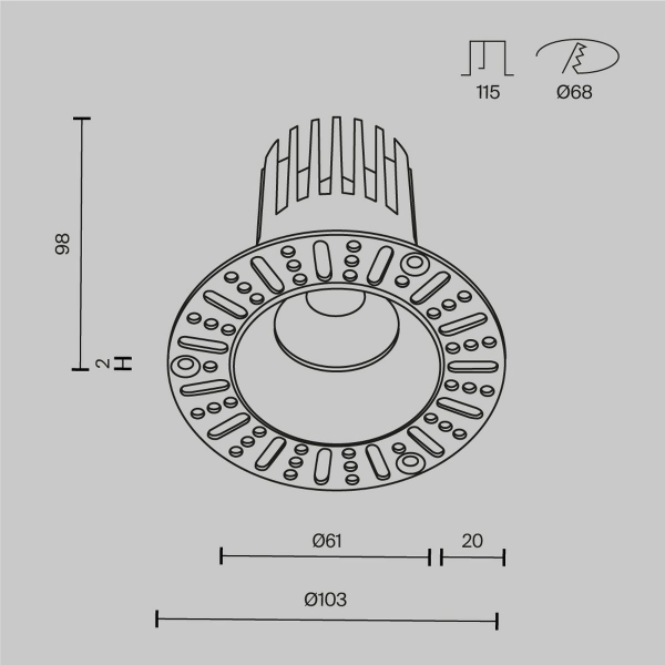 Встраиваемый светильник Maytoni Technical Dip DL121-15W-4K-TRS-W