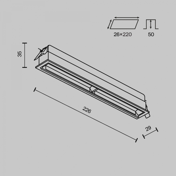 Встраиваемый светильник Maytoni Technical Parete DL100-12W2.7-3-4K-B
