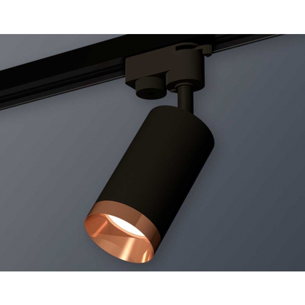 Комплект трекового светильника Ambrella light Track System XT6323065 SBK/PPG черный песок/золото розовое полированное (A2521, C6323, N6135)