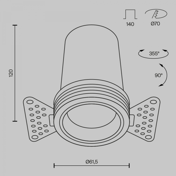 Встраиваемый светильник Maytoni Technical DL125-L12-3K-TRS-B