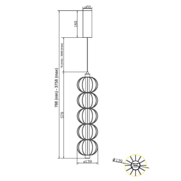 Подвесной светодиодный светильник Maytoni Golden Cage MOD216PL-L10G3K