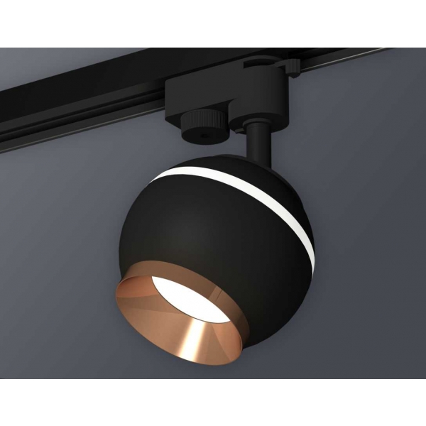 Комплект трекового светильника Ambrella light Track System XT1102006 SBK/PPG черный песок/золото розовое полированное (A2521, C1102, N7035)
