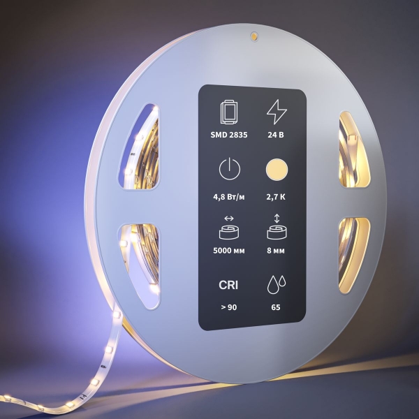 Светодиодная влагозащищенная лента Maytoni 4,8W/m 60LED/m 2835SMD теплый белый 5M 201012