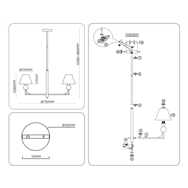 Люстра на штанге Ambrella light High light LH75153